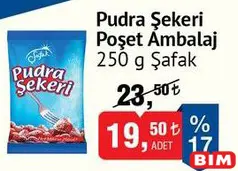 ŞAFAK PUDRA ŞEKERİ POŞET AMBALAJ 250 G fiyat ve kampanya bilgisi